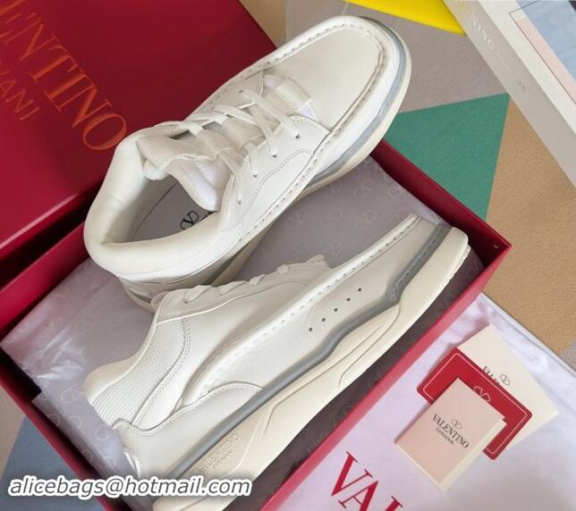 Good Quality Valentino Calfskin Leather Mid-Top Runboot Sneakers White 903064