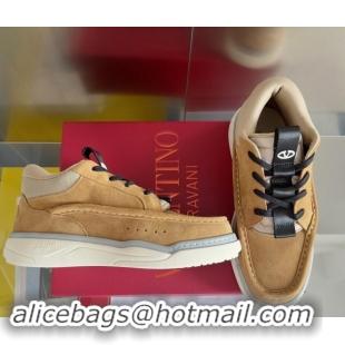 Best Grade Valentino Suede Leather Mid-Top Runboot Sneakers Brown 903065