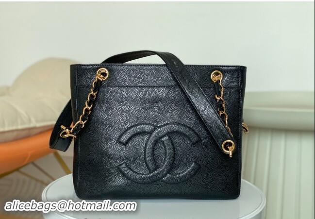 Spot Bulk Chanel Grained Calfskin Shopping Bag AS6706 Black 2024