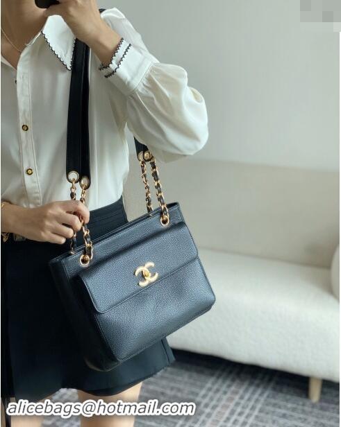 Spot Bulk Chanel Grained Calfskin Shopping Bag AS6706 Black 2024