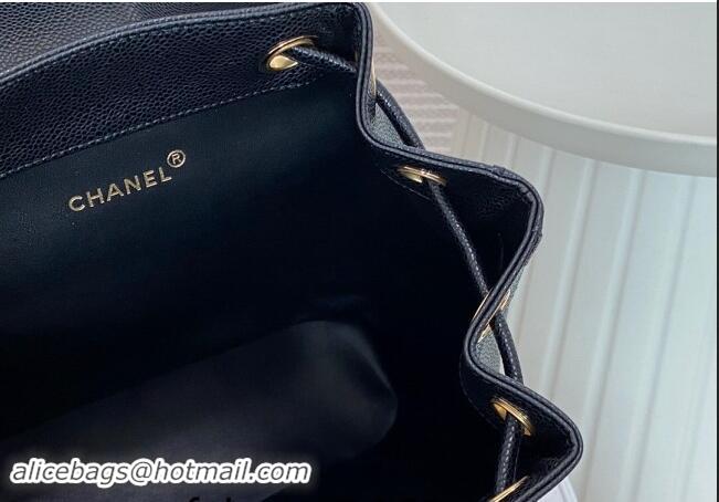 Best Price Chanel Grained Calfskin Backpack Bag with Maxi CC A06632 Black 2024