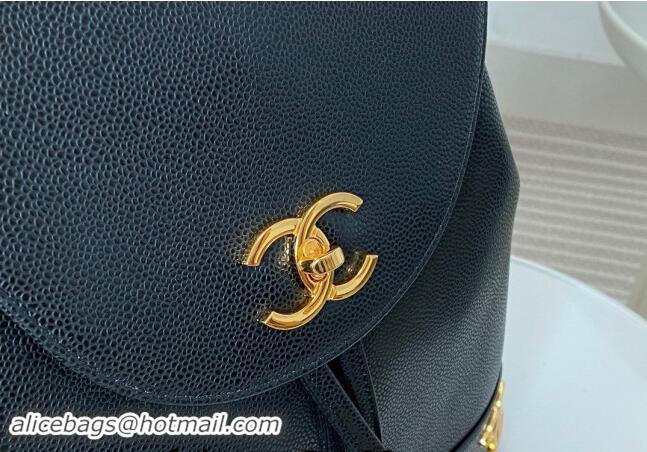 Best Price Chanel Grained Calfskin Backpack Bag with Maxi CC A06632 Black 2024