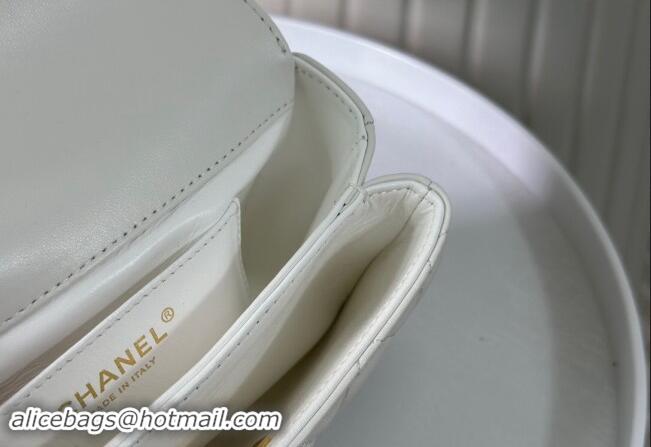 Buy New Cheap Chanel Lambskin Mini Messenger Flap bag with CC Top Handle AS4808 White 2024