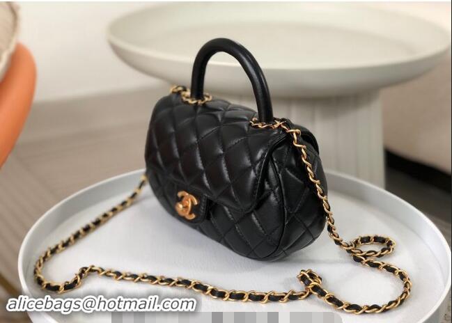 Modern Classic Chanel Lambskin Small Flap Bag with Top Handle AS4573 Black 2024