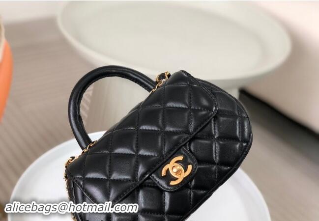 Modern Classic Chanel Lambskin Small Flap Bag with Top Handle AS4573 Black 2024