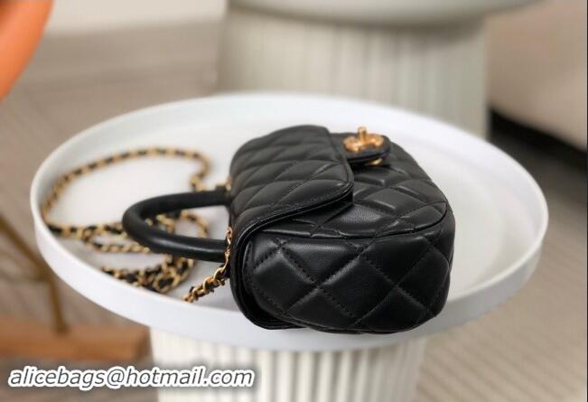 Modern Classic Chanel Lambskin Small Flap Bag with Top Handle AS4573 Black 2024