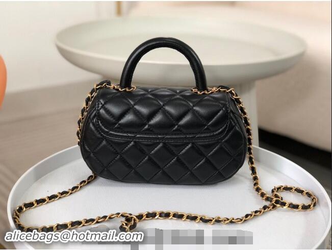 Modern Classic Chanel Lambskin Small Flap Bag with Top Handle AS4573 Black 2024