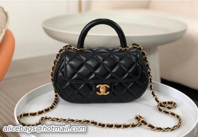 Modern Classic Chanel Lambskin Small Flap Bag with Top Handle AS4573 Black 2024