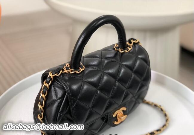 Modern Classic Chanel Lambskin Small Flap Bag with Top Handle AS4573 Black 2024