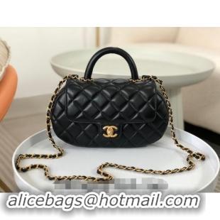 Original Cheap Chanel Lambskin Flap Bag with Top Handle AS4569 Black 2024