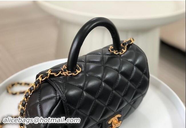 Original Cheap Chanel Lambskin Flap Bag with Top Handle AS4569 Black 2024