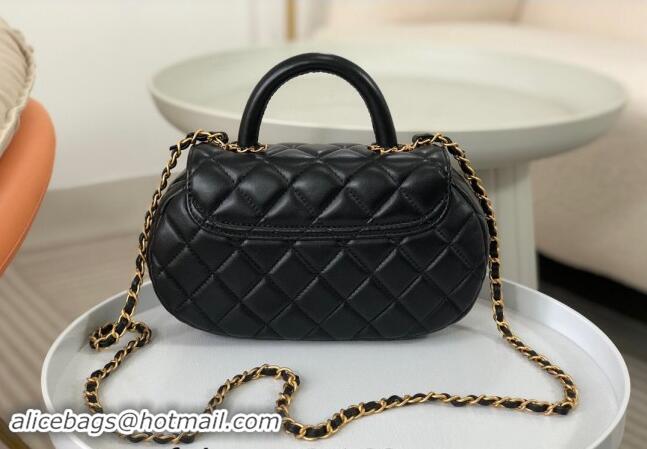 Original Cheap Chanel Lambskin Flap Bag with Top Handle AS4569 Black 2024