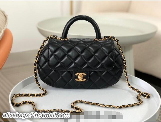 Original Cheap Chanel Lambskin Flap Bag with Top Handle AS4569 Black 2024