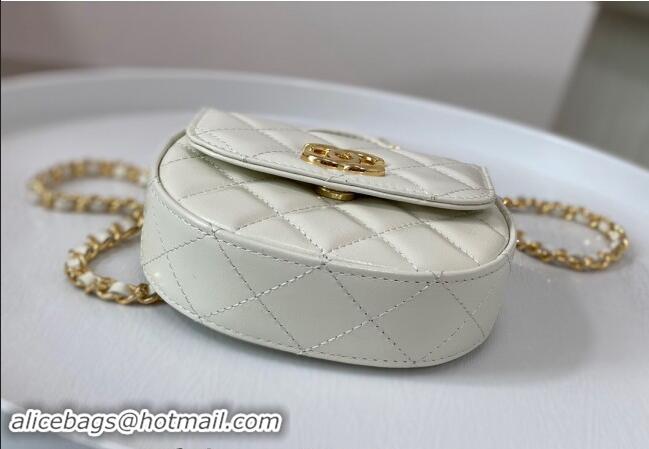 Discount Chanel Shiny Calfskin Mini Saddle Flap bag with Top Handle A96011 White 2024