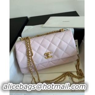 New Design Chanel Shiny Lambskin Medium Flap Bag with Chain AS4971 Light Pink TOP