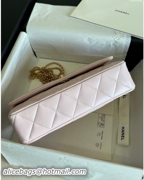 New Design Chanel Shiny Lambskin Medium Flap Bag with Chain AS4971 Light Pink TOP