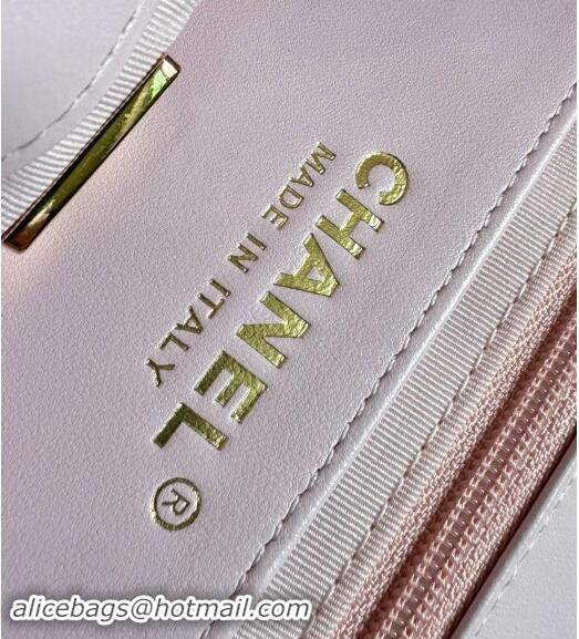 New Design Chanel Shiny Lambskin Medium Flap Bag with Chain AS4971 Light Pink TOP