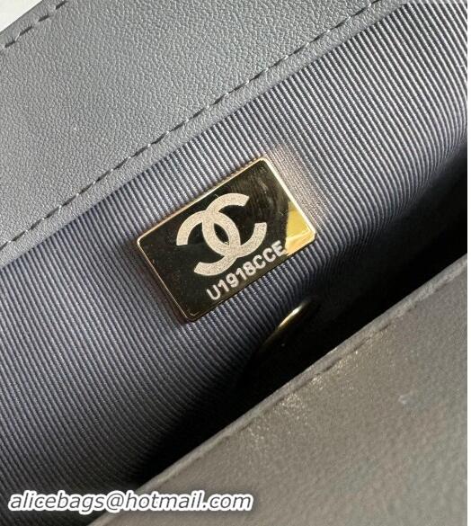 Cheapest Chanel Shiny Lambskin Medium Flap Bag with Chain AS4971 Grey TOP