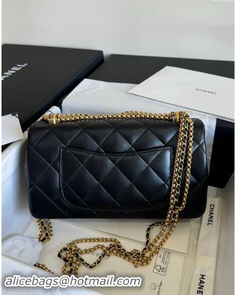 Luxury Classic Chanel Shiny Lambskin Medium Flap Bag with Chain AS4971 Black TOP