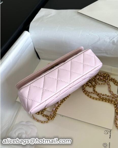 Market Sells Chanel Shiny Lambskin Mini Bag with Chain AS4972 Light Pink TOP