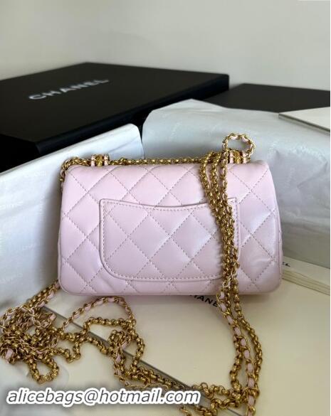 Market Sells Chanel Shiny Lambskin Mini Bag with Chain AS4972 Light Pink TOP