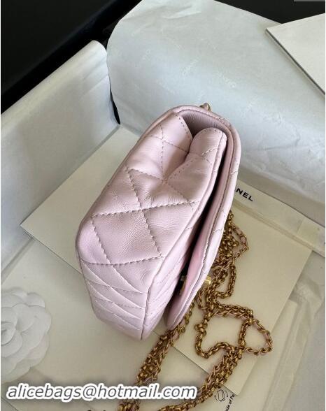 Market Sells Chanel Shiny Lambskin Mini Bag with Chain AS4972 Light Pink TOP