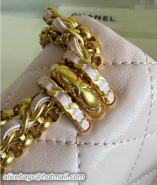 Market Sells Chanel Shiny Lambskin Mini Bag with Chain AS4972 Light Pink TOP