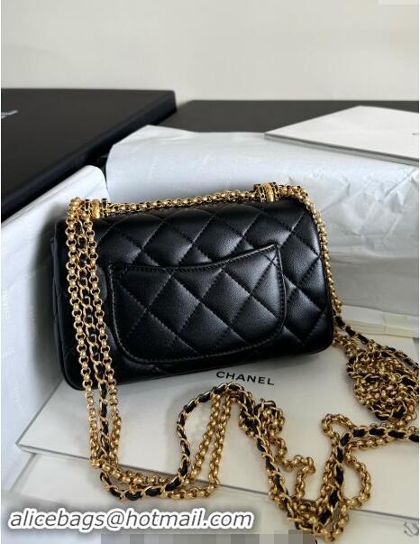 Inexpensive Chanel Shiny Lambskin Mini Bag with Chain AS4972 Black TOP