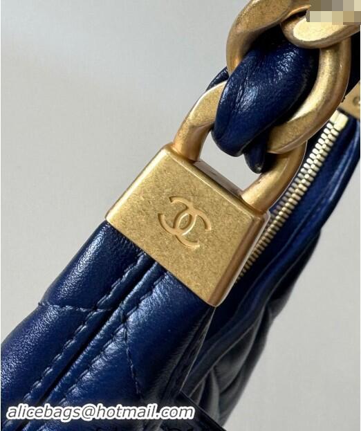 Hot Style Chanel Shiny Lambskin Small Hobo bag AS4922 Dark Blue 2024