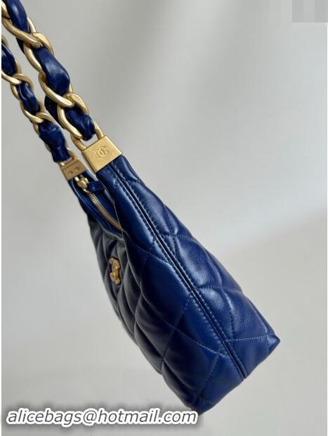 Hot Style Chanel Shiny Lambskin Small Hobo bag AS4922 Dark Blue 2024