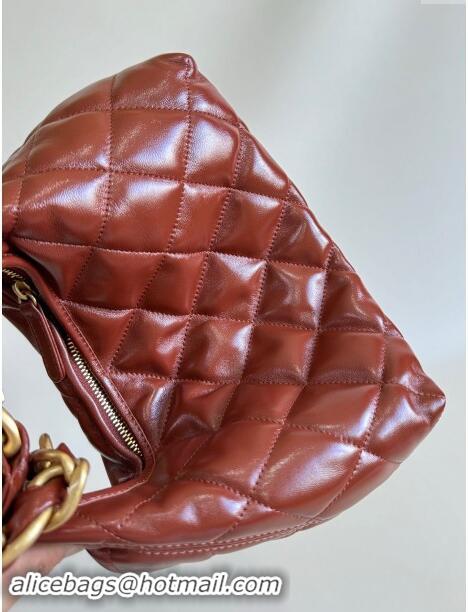 New Release Creation Chanel Shiny Lambskin Medium Hobo bag AS4912 Brown 2024