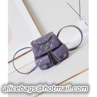 Buy Classic Chanel Grained Calfskin Small Backpack Bag AS3787 Purple 2024