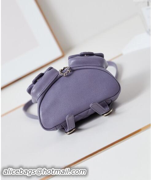 Buy Classic Chanel Grained Calfskin Small Backpack Bag AS3787 Purple 2024