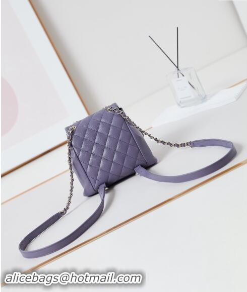 Buy Classic Chanel Grained Calfskin Small Backpack Bag AS3787 Purple 2024