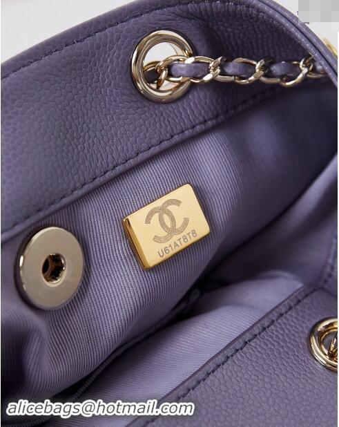 Buy Classic Chanel Grained Calfskin Small Backpack Bag AS3787 Purple 2024