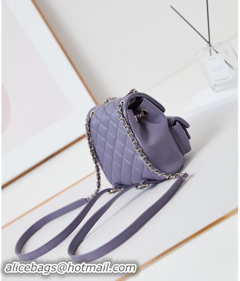 Buy Classic Chanel Grained Calfskin Small Backpack Bag AS3787 Purple 2024