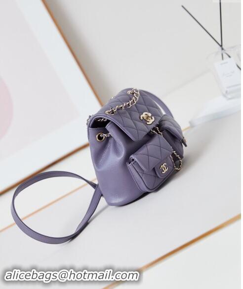 Buy Classic Chanel Grained Calfskin Small Backpack Bag AS3787 Purple 2024