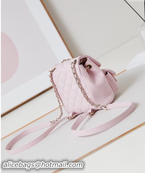 Buy Wholesale Chanel Grained Calfskin Small Backpack Bag AS3787 Light Pink 2024