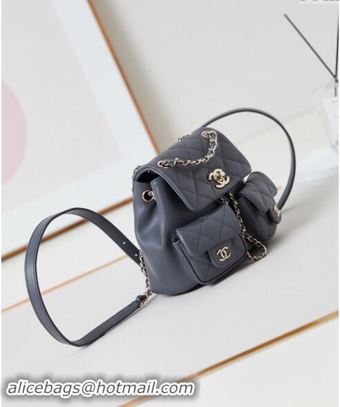 Top Quality Chanel Grained Calfskin Small Backpack Bag AS3787 Dark Grey 2024