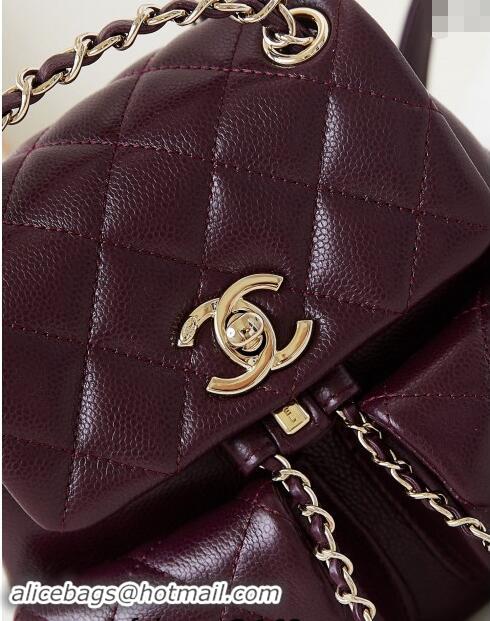 New Cheap Chanel Grained Calfskin Small Backpack Bag AS3787 Dark Burgundy 2024