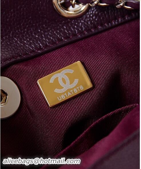 New Cheap Chanel Grained Calfskin Small Backpack Bag AS3787 Dark Burgundy 2024