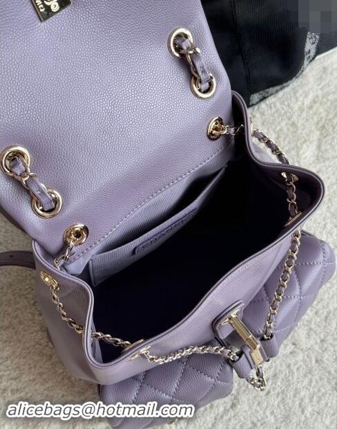 New Release Creation Chanel Grained Calfskin Backpack Bag AS3860 Light Purple 2024