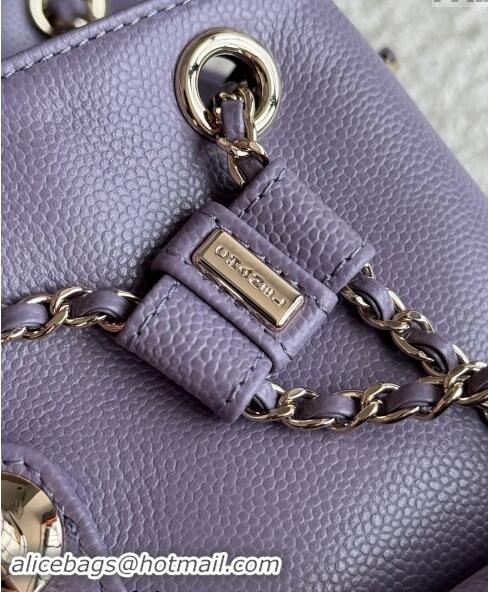 New Release Creation Chanel Grained Calfskin Backpack Bag AS3860 Light Purple 2024