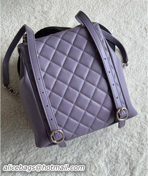 New Release Creation Chanel Grained Calfskin Backpack Bag AS3860 Light Purple 2024