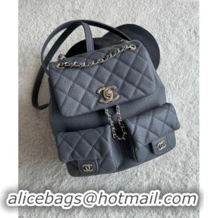 Luxury Cheap Chanel Grained Calfskin Backpack Bag AS3860 Dark Grey 2024