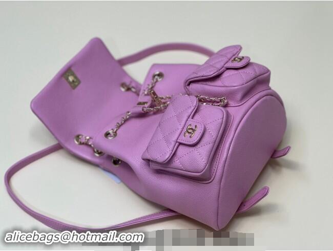 Best Price Chanel Grained Calfskin Backpack Bag AS3860 Purple Pink 2024