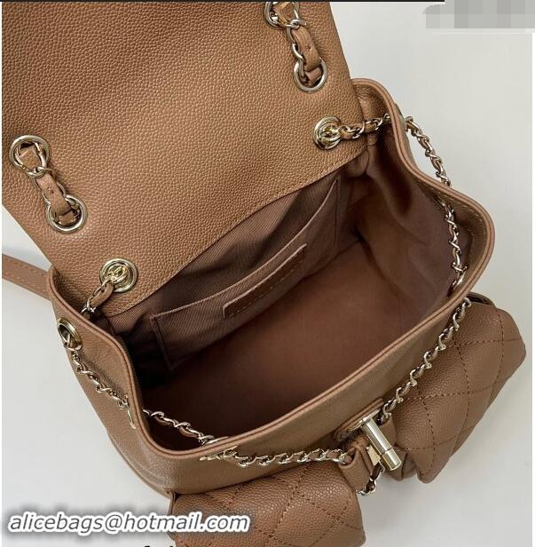 Top Quality Chanel Grained Calfskin Backpack Bag AS3860 Light Brown 2024