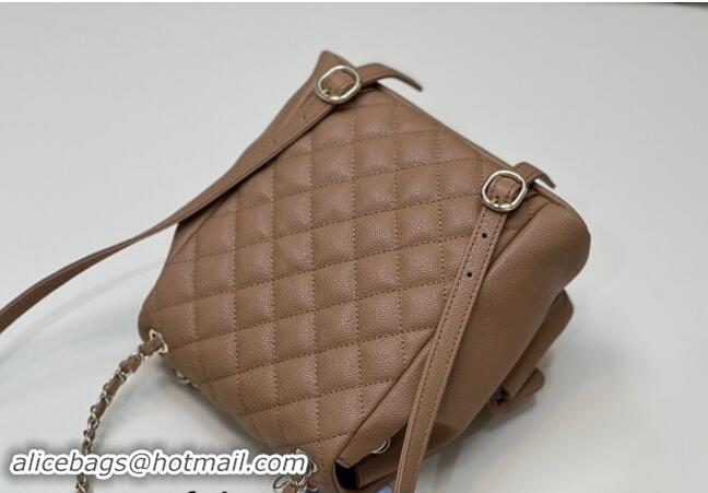 Top Quality Chanel Grained Calfskin Backpack Bag AS3860 Light Brown 2024