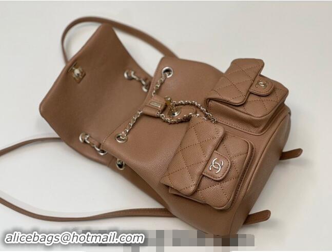 Top Quality Chanel Grained Calfskin Backpack Bag AS3860 Light Brown 2024