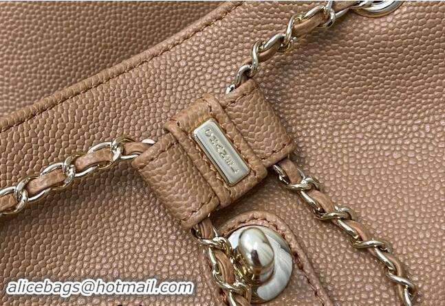 Top Quality Chanel Grained Calfskin Backpack Bag AS3860 Light Brown 2024